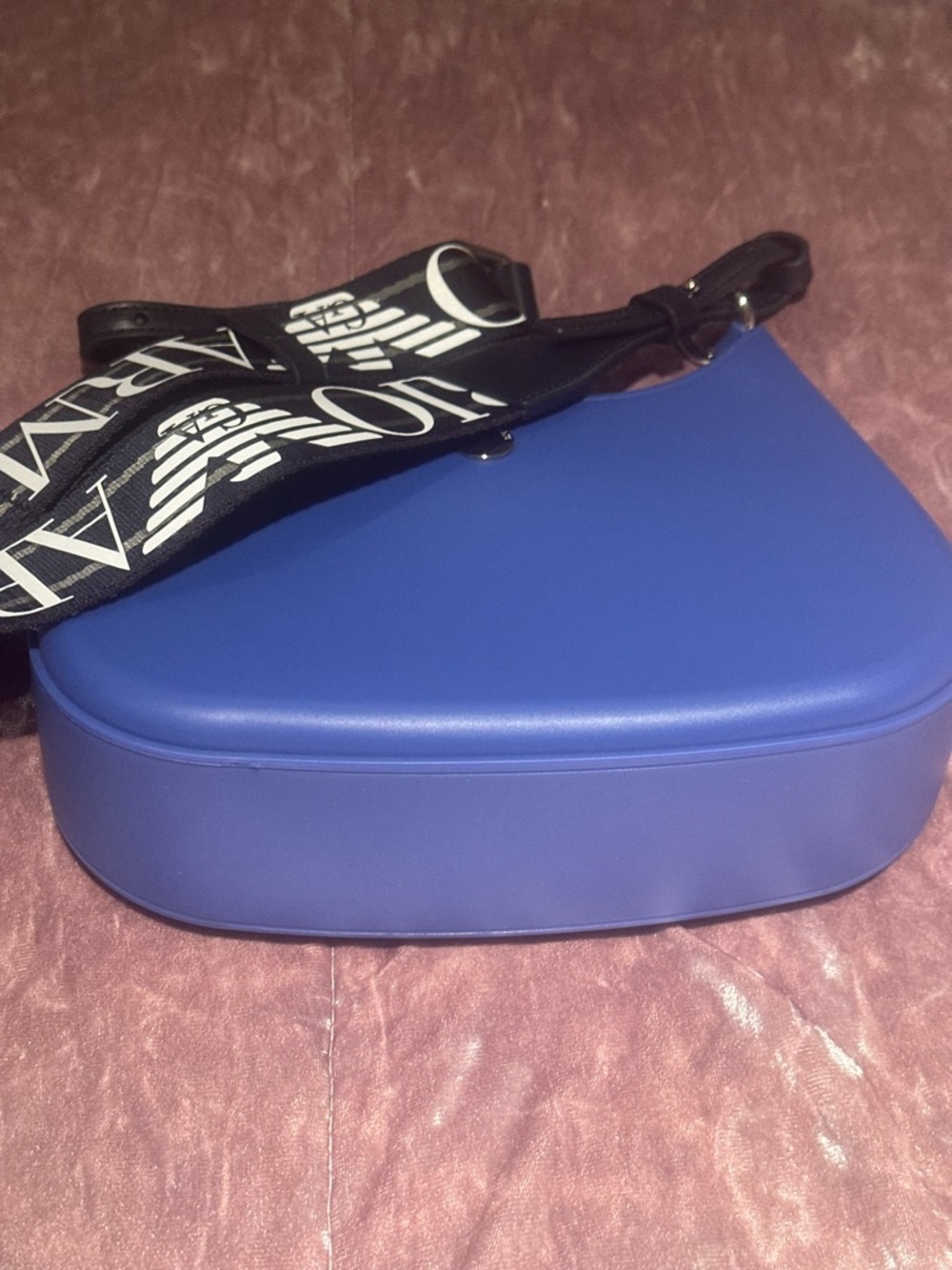 Emporio Armani Royal Blue Shoulder Bag with Black Logo Strap